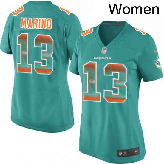 Womens Nike Miami Dolphins 13 Dan Marino Limited Aqua Green Strobe NFL Jersey